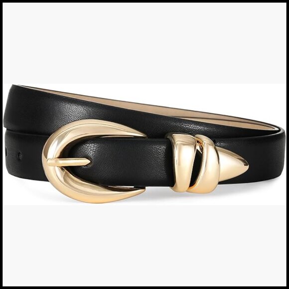 Leather Waist Belt with Gold Buckle for Jeans and Dresses main image 6